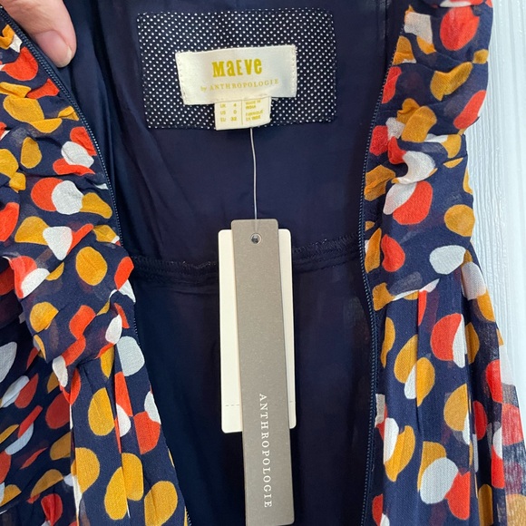 Anthropologie Maeve polka dot dress NWT Navy, Orange, Red, White - Picture 10 of 13